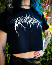 Load image into Gallery viewer, Metal Logo, Women’s Crop Top (White Logo)
