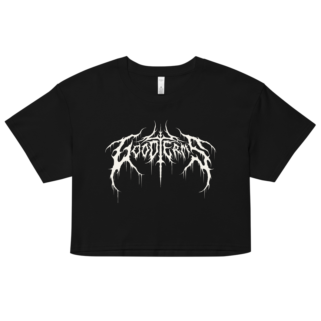 Metal Logo, Women’s Crop Top (White Logo)