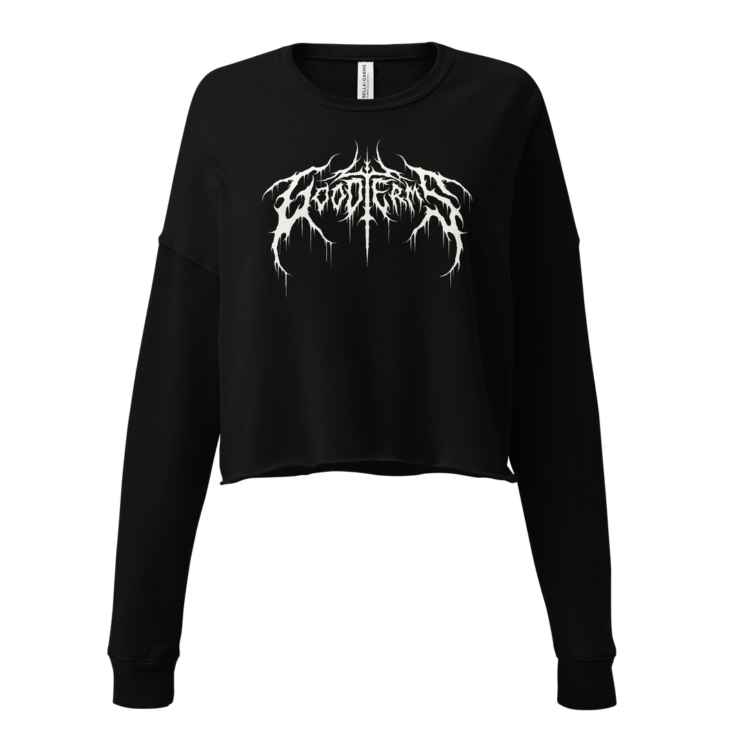 Metal Logo, Women's Crop Crewneck (White Logo)