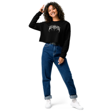 Load image into Gallery viewer, Metal Logo, Women&#39;s Crop Crewneck (White Logo)
