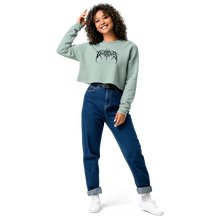 Load image into Gallery viewer, Metal Logo, Women&#39;s Crop Crewneck (Black Logo)
