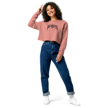 Load image into Gallery viewer, Metal Logo, Women&#39;s Crop Crewneck (Black Logo)
