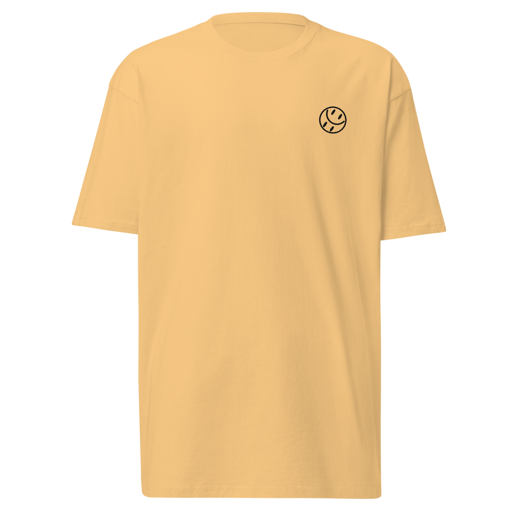 Smiley Embroidered, Men's Premium Tee (Black Smiley)