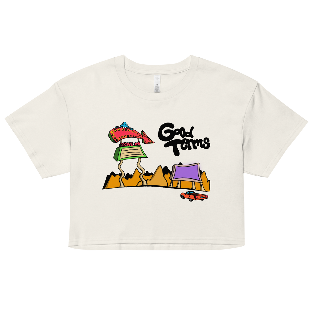 Drive-In Artwork, Women's Crop Top
