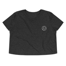 Load image into Gallery viewer, Smiley Embroidered, Women&#39;s Flowy Crop Tee (White Smiley)
